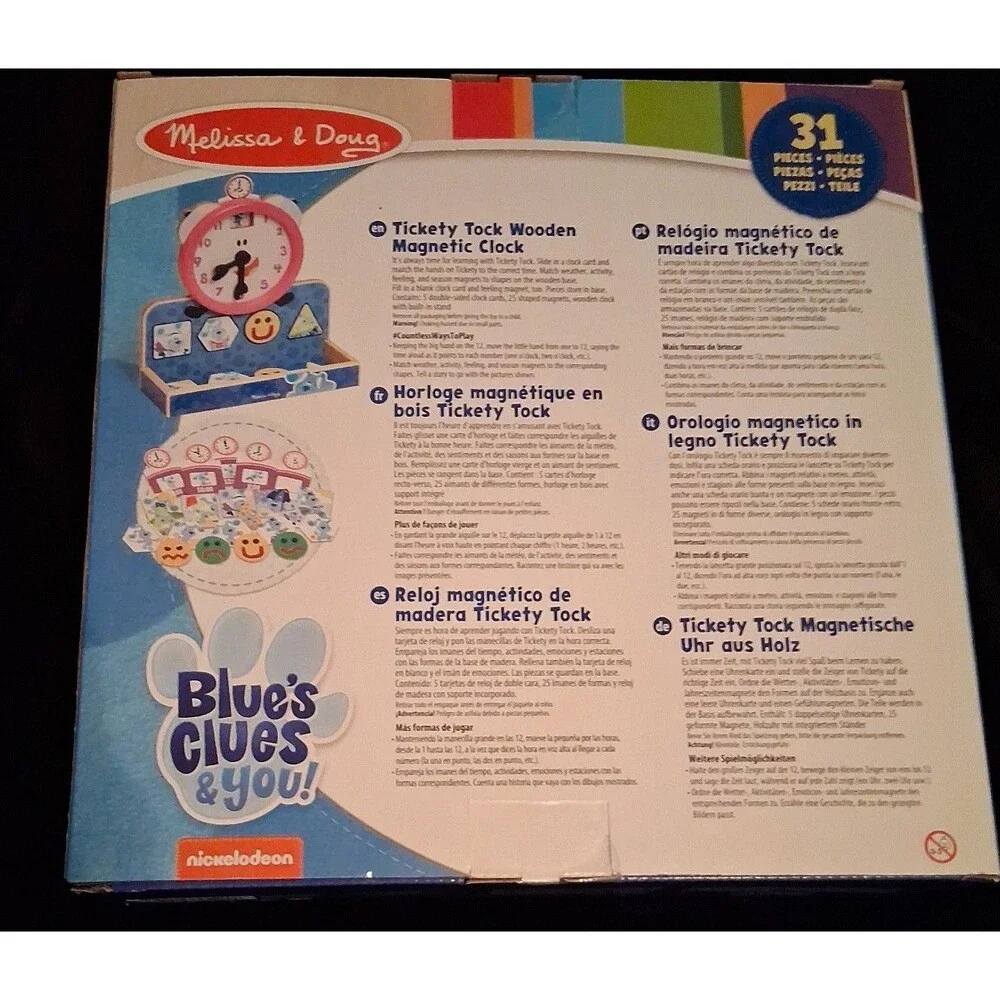 Melissa & Doug Magnetic Tickety Clock NEW
